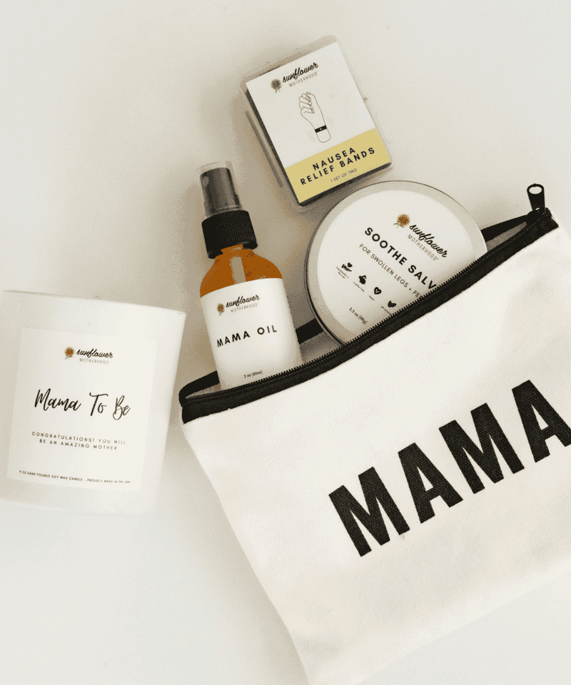 a small pouch with bundle of product of sunflower motherhood