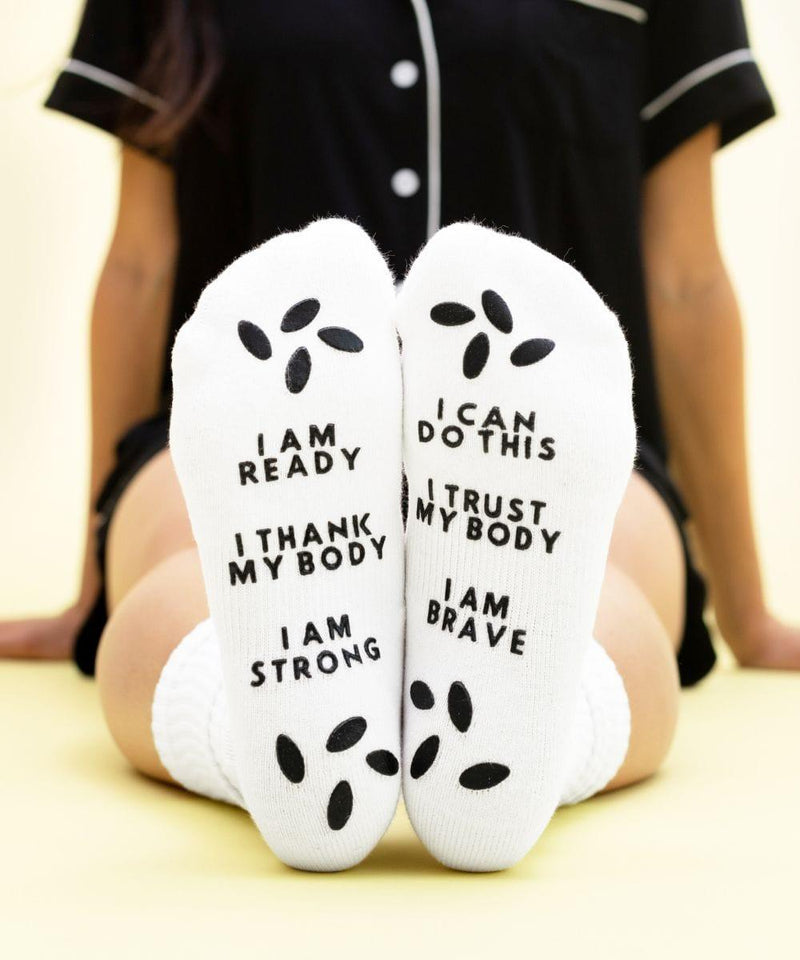 Birthing Affirmation Hospital Socks - Sunflower Motherhood