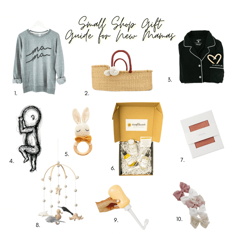 gift guide for new mama's set by sunflower motherhood