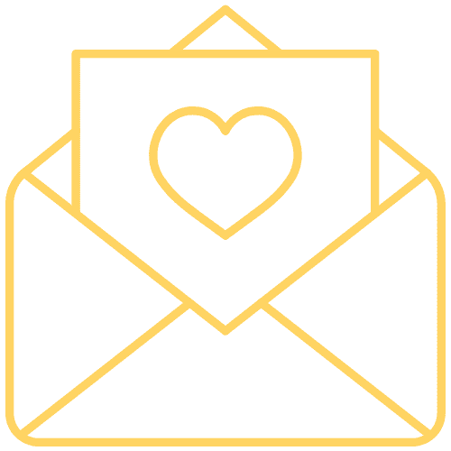 a yellow message icon with heart