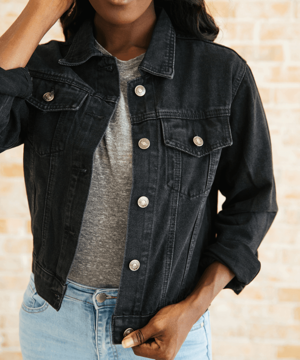 Womens black sales denim jacket sale