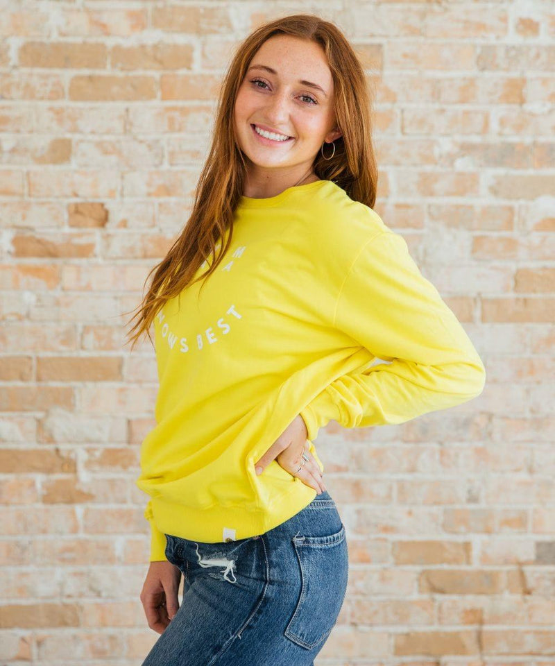 Smiley Mama Knows Best Sweatshirt - Sunflower Motherhood